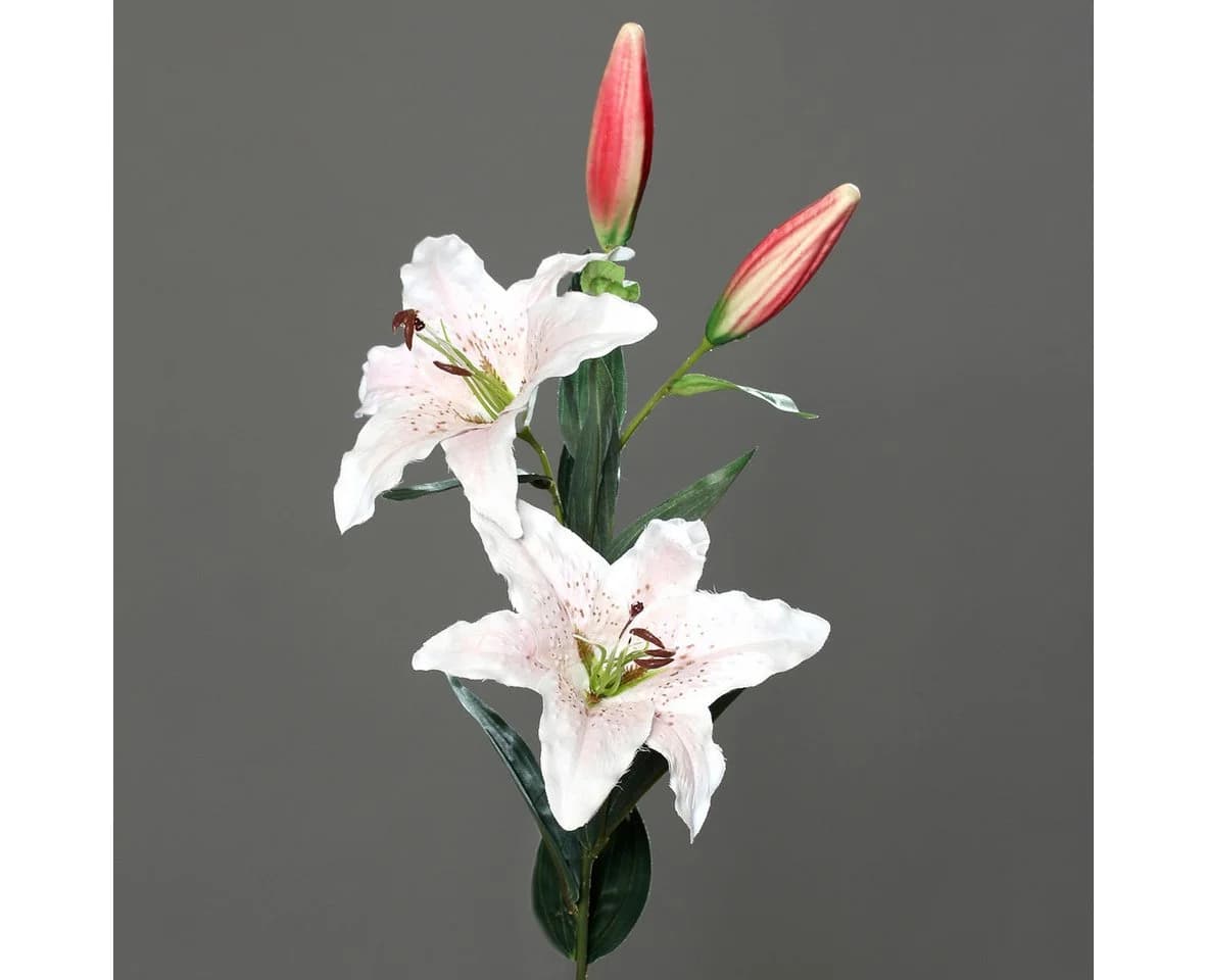 mucPlants Kunstblume großer Lilienzweig 85cm Rosa Seidenblume