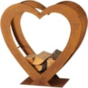 mucHome Kaminholzregal Metall Herz-Design Rostoptik Bild 2