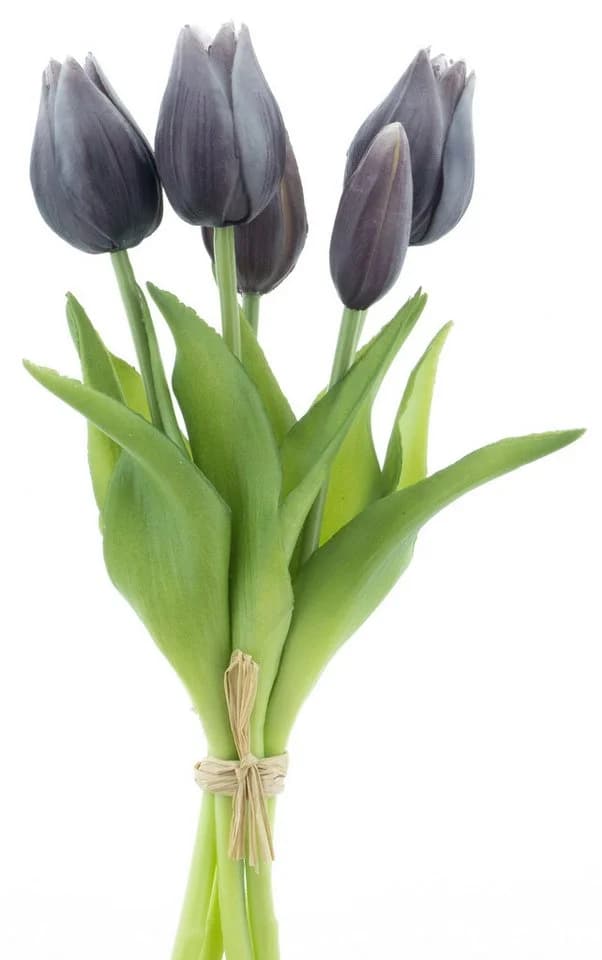 mucPlants Kunstblumenstrauß Tulpenbund 26cm Real Touch Grün - Bild 2