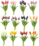mucPlants Kunstblumenstrauß Tulpenbund 26cm Rosa Real Touch Bild 1