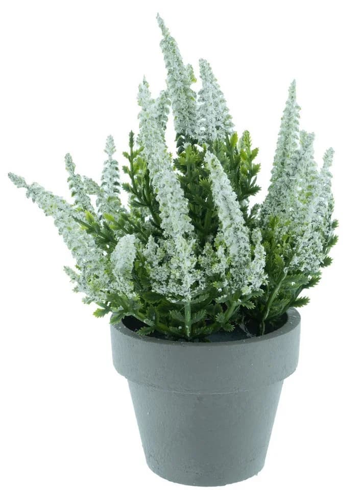 Kunstpflanze Erika im grauen Topf 13x19cm mucPlants