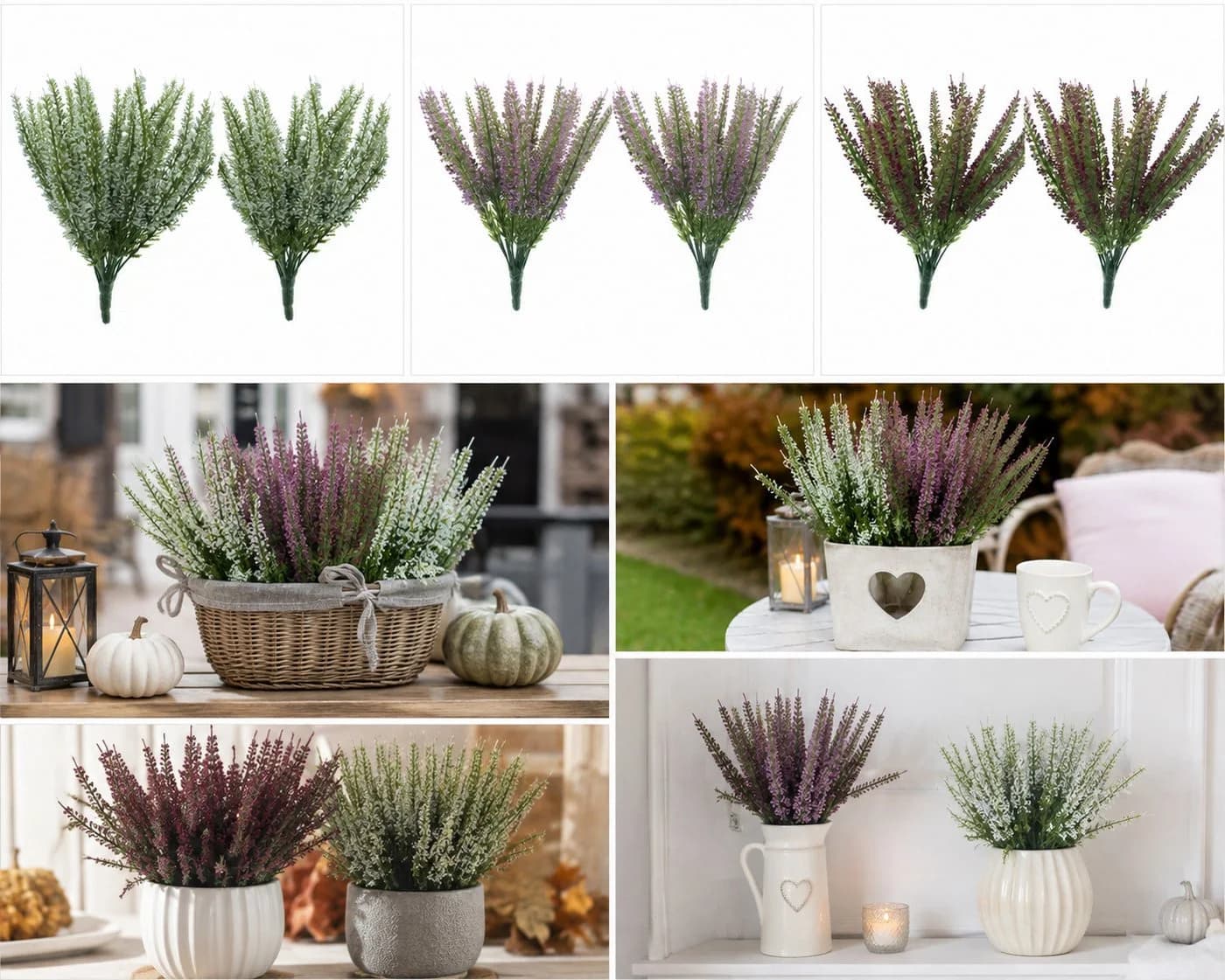 mucPlants Kunstpflanze 2er Set Erika Heidekraut 29cm