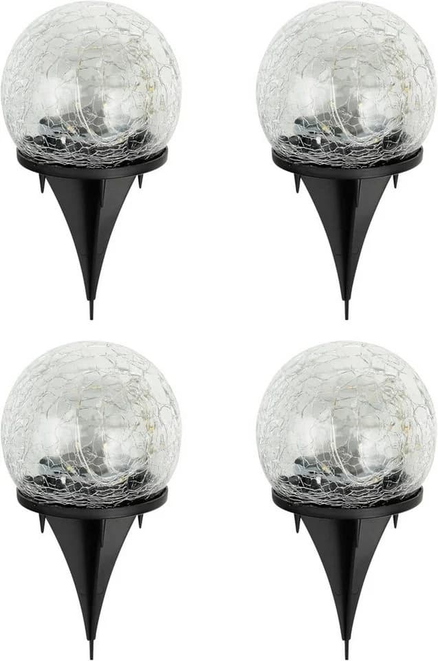 mucHome Kugelleuchte 4er Set LED Solar Kugel Bruchglas Gartenlampen - Bild 3