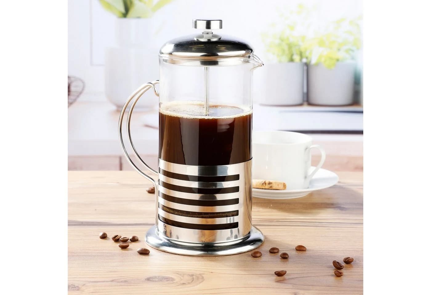 mucHome French Press Kanne 1l Glas Edelstahl - Bild 2