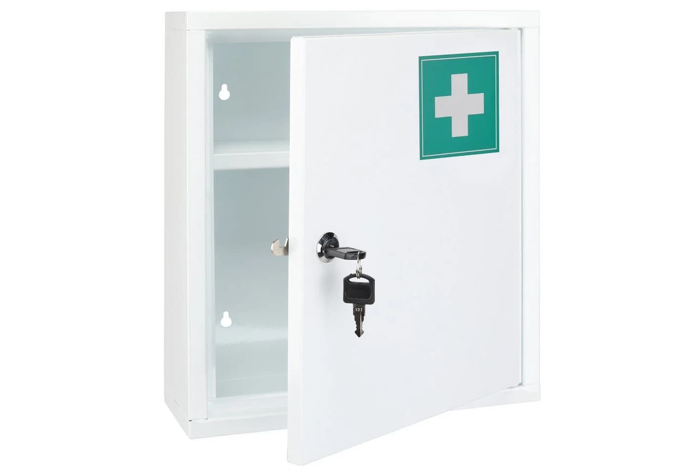 mucHome Medizinschrank aus Stahl, Weiß, Hängeschrank mit Schloss - Bild 2