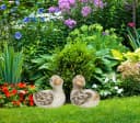 mucHome Gartenfigur Entenpaar grau-braun Polyresin Bild 3