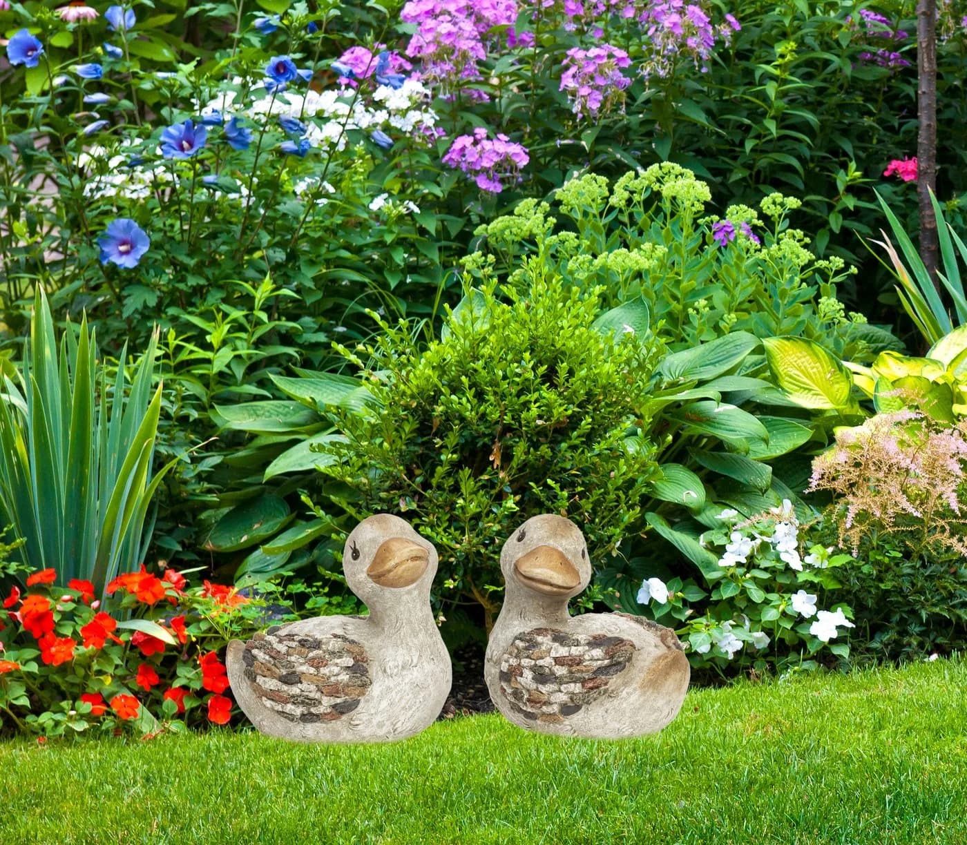 mucHome Gartenfigur Entenpaar grau-braun Polyresin - Bild 3