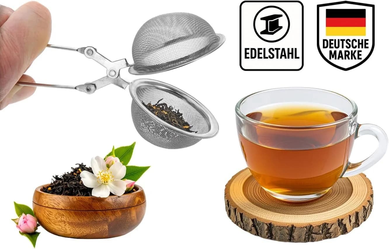 mucHome Teesieb 4x Teezangen aus rostfreiem Edelstahl, Teekugel Ø 5cm - Bild 3