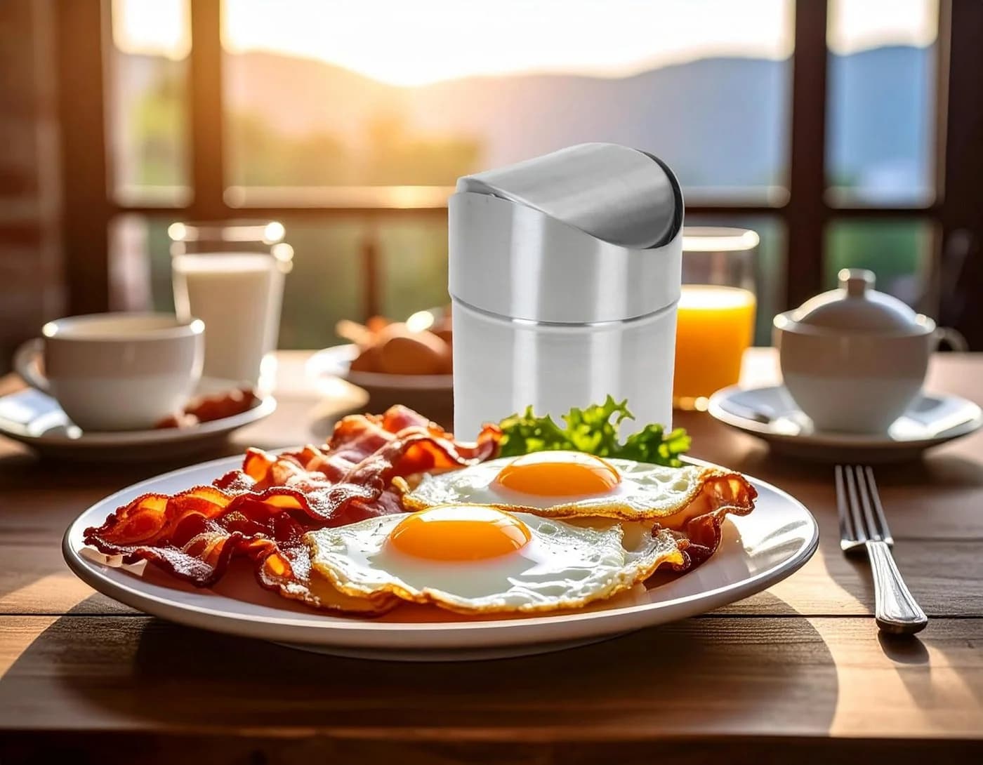 mucHome Tischmülleimer Edelstahl mit Schwingdeckel - Bild 4