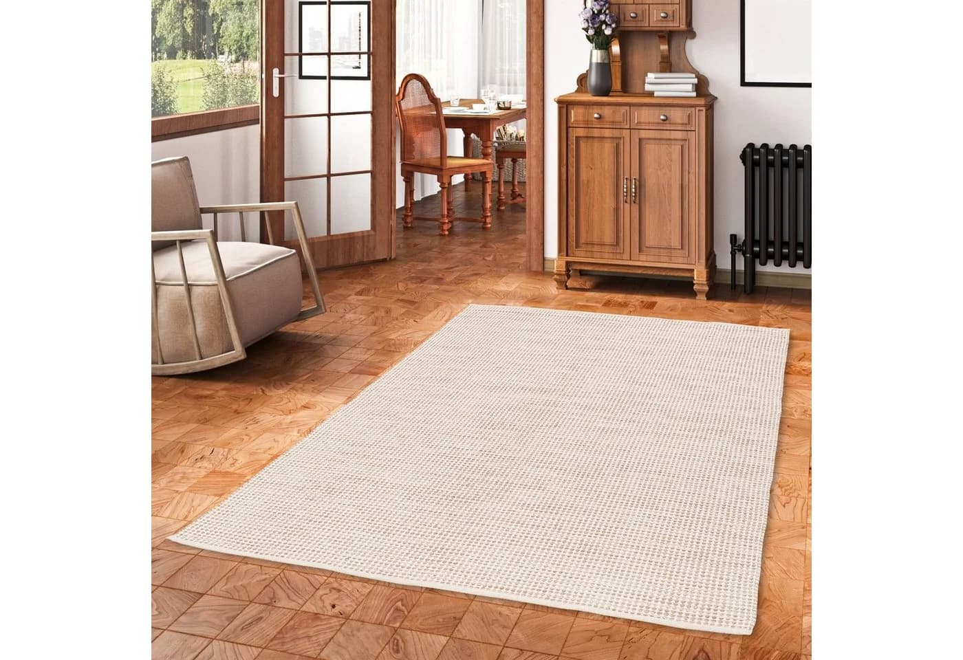 Pergamon Kelim Teppich Sandy Baumwolle Modern Beige - Bild 2