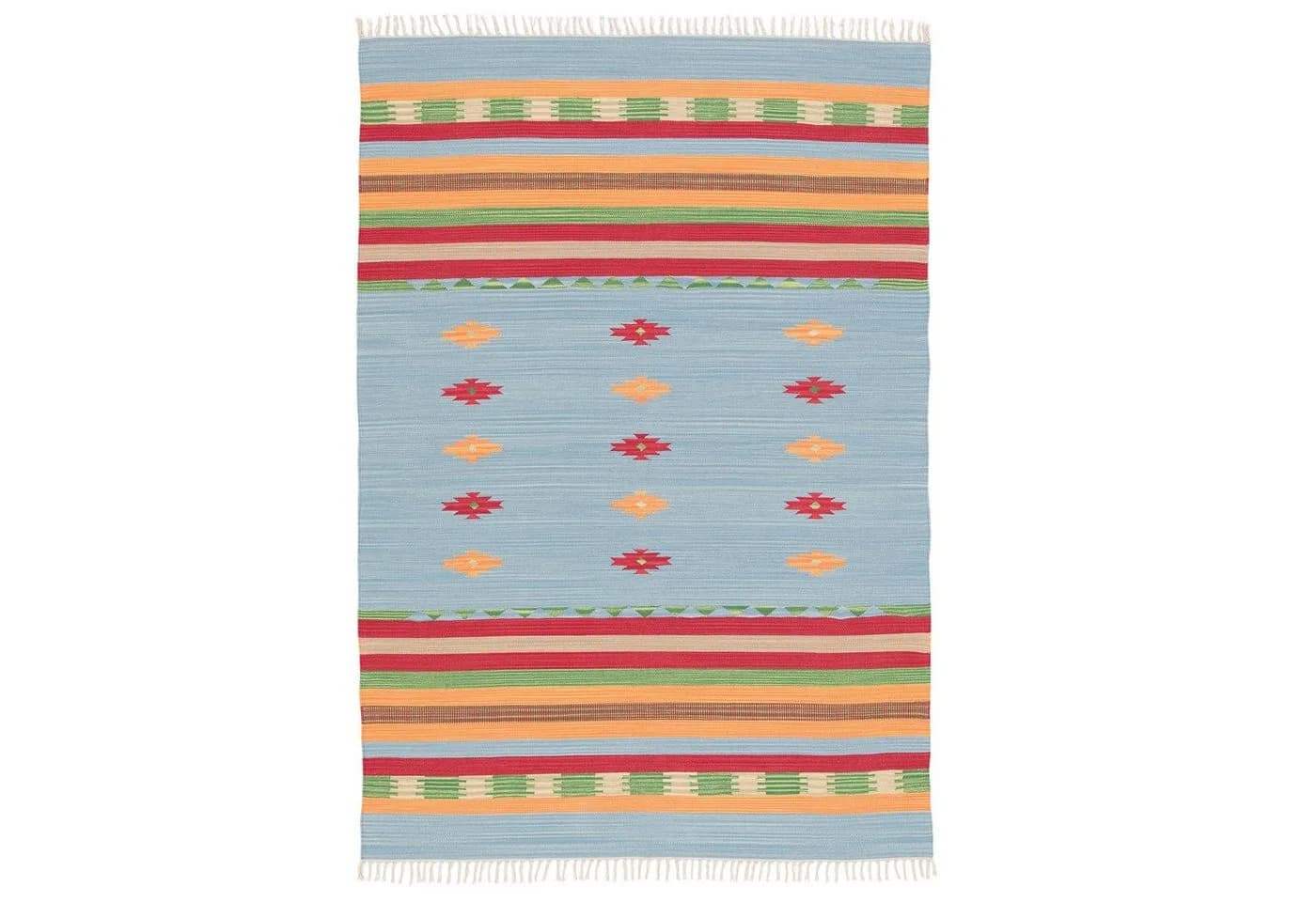 Pergamon Kelim Teppich Lina Stripes Baumwolle Bunt Handgewebt