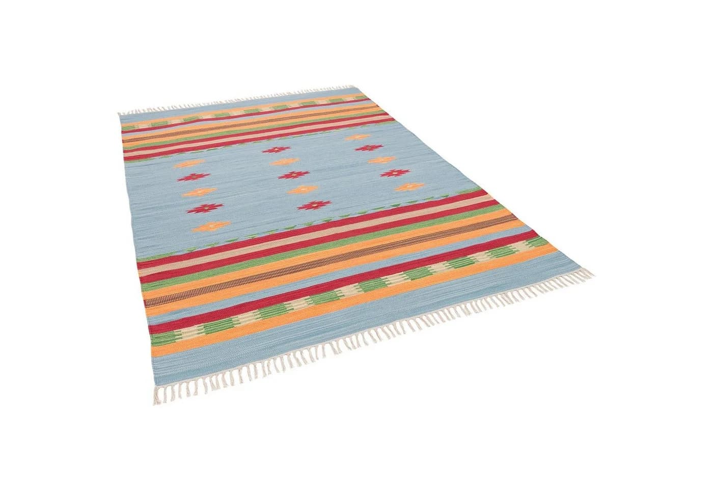 Pergamon Kelim Teppich Lina Stripes Baumwolle Bunt Handgewebt - Bild 5