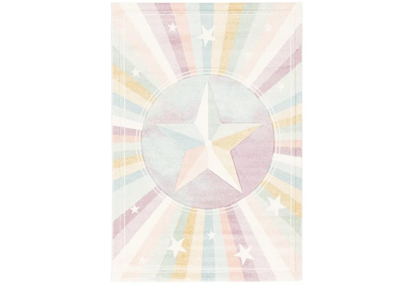 Pergamon Kinderteppich Maui Kids Rainbow Star Bunt Handkonturenschnitt