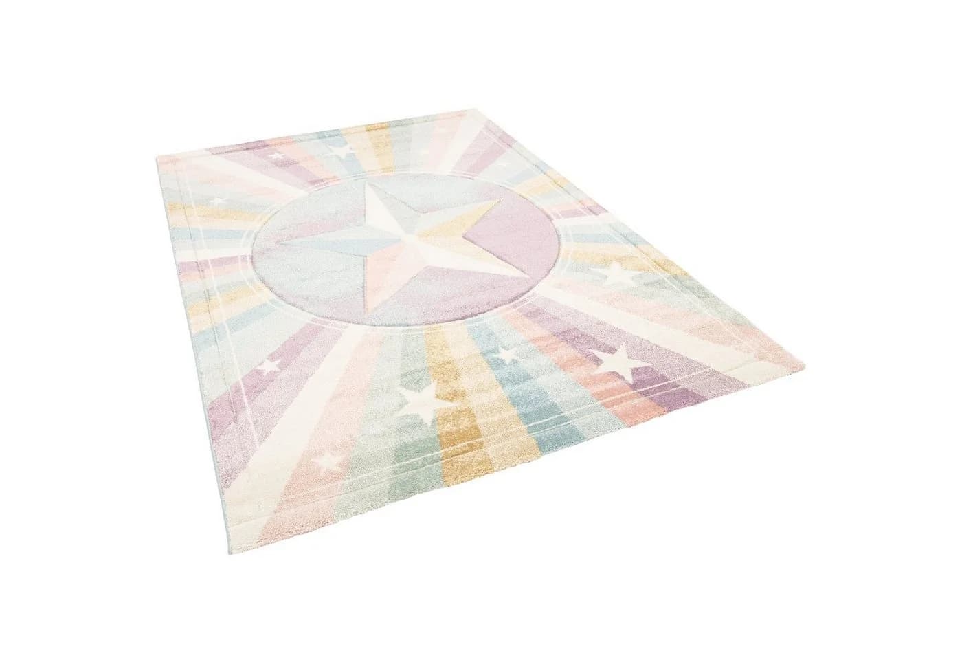 Pergamon Kinderteppich Maui Kids Rainbow Star Bunt Handkonturenschnitt - Bild 5