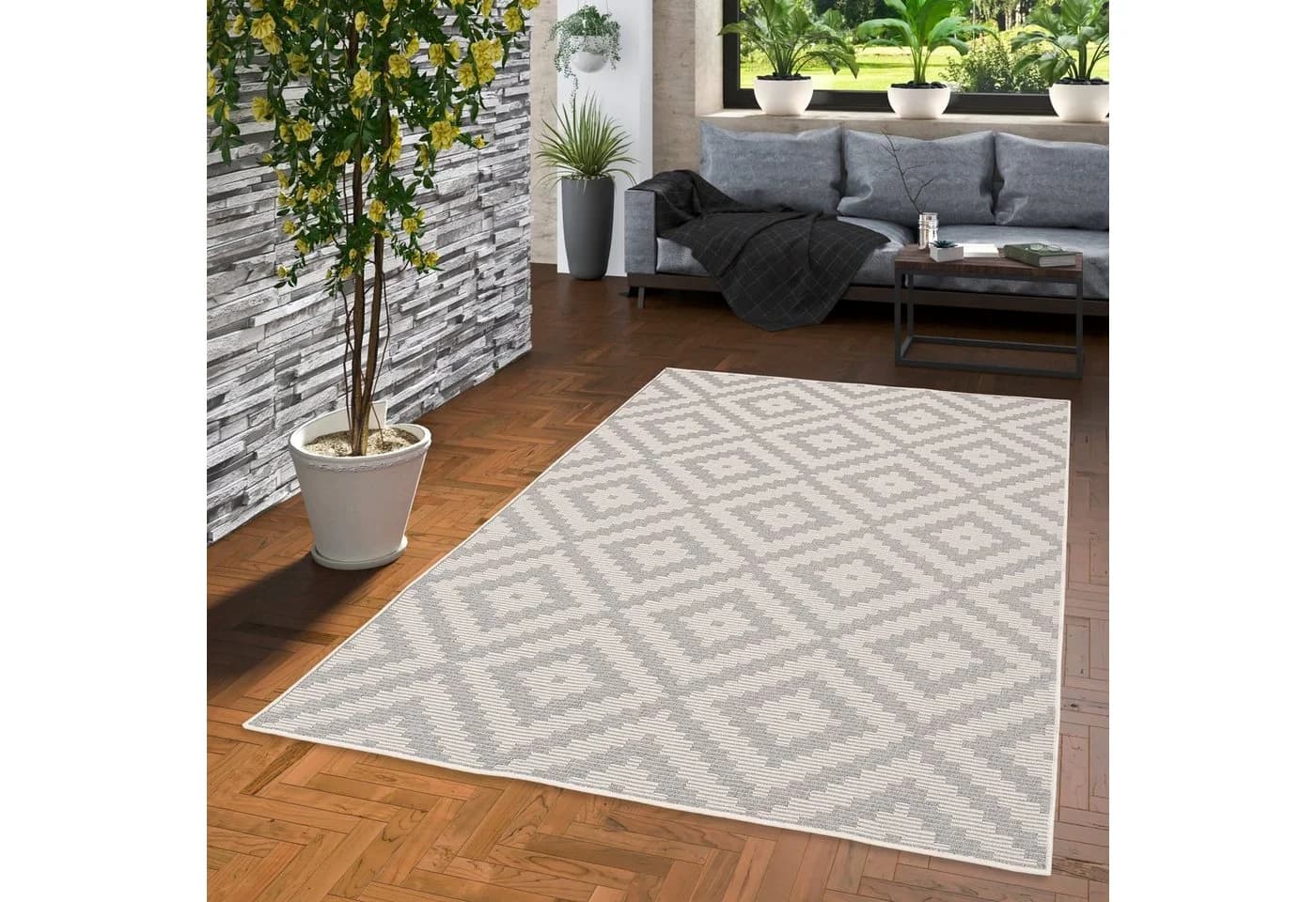 Pergamon Outdoorteppich Marbella Grau Sisaloptik In & Outdoor