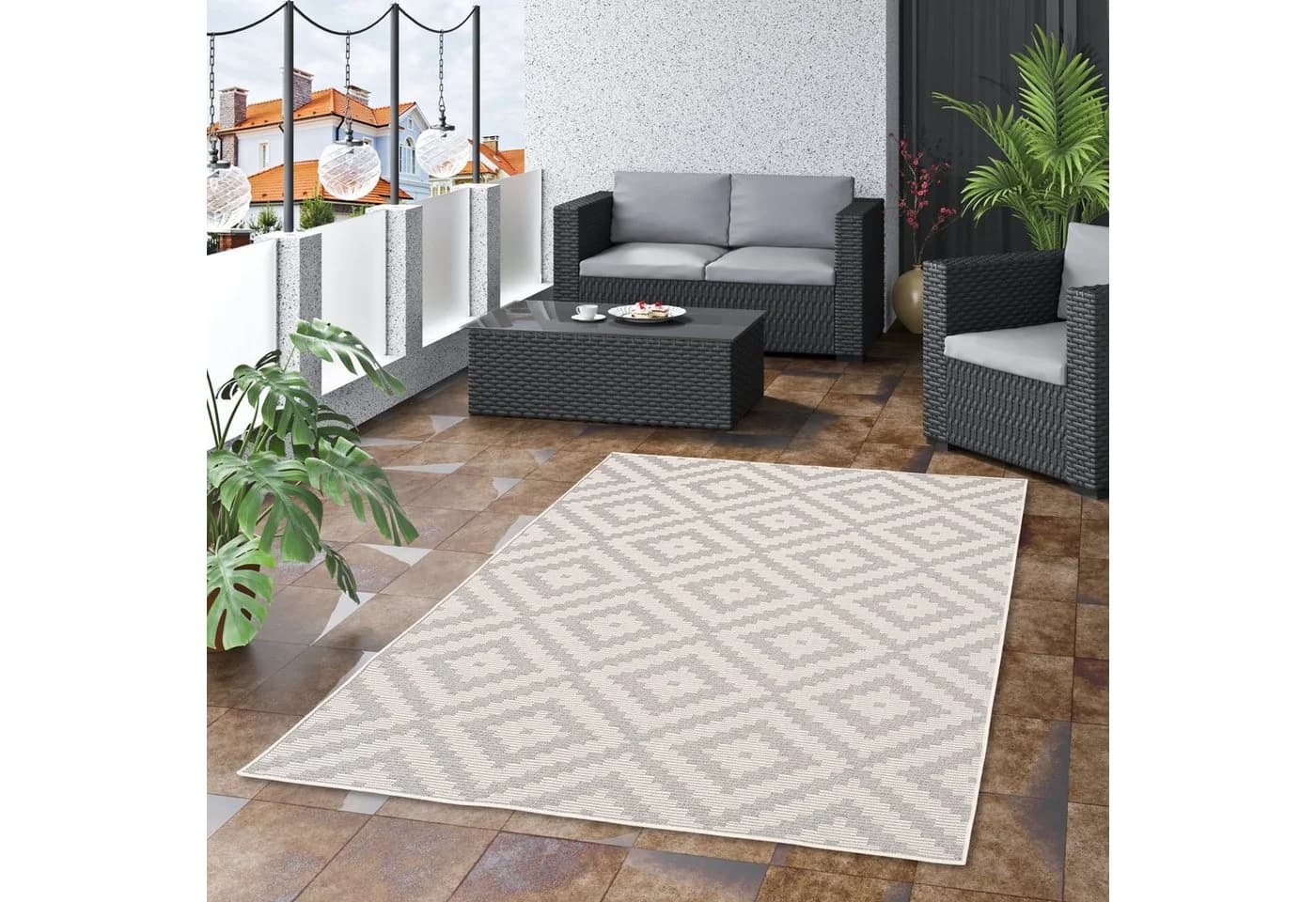 Pergamon Outdoorteppich Marbella Grau Sisaloptik In & Outdoor - Bild 2