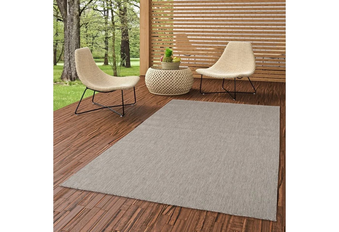 Pergamon Outdoorteppich Valencia Mix Grau Flachgewebe - Bild 2