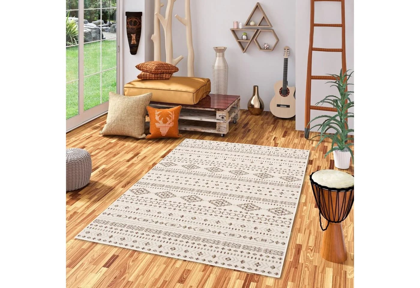 Pergamon Outdoorteppich Campus Ethno Beige/Bunt