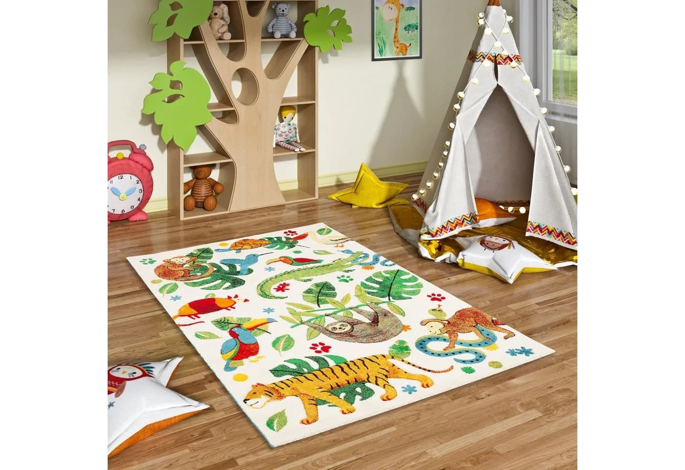 Pergamon Kinderteppich Maui Kids Urwald Bunt Handkonturenschnitt - Bild 2