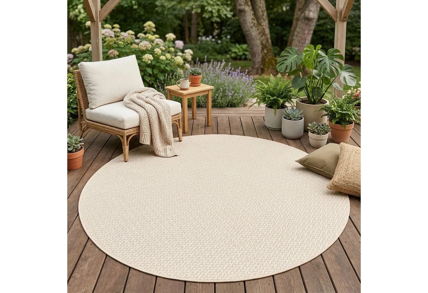 Snapstyle Outdoorteppich Oslo Trend Rund Honig Kunstfaser - Bild 2