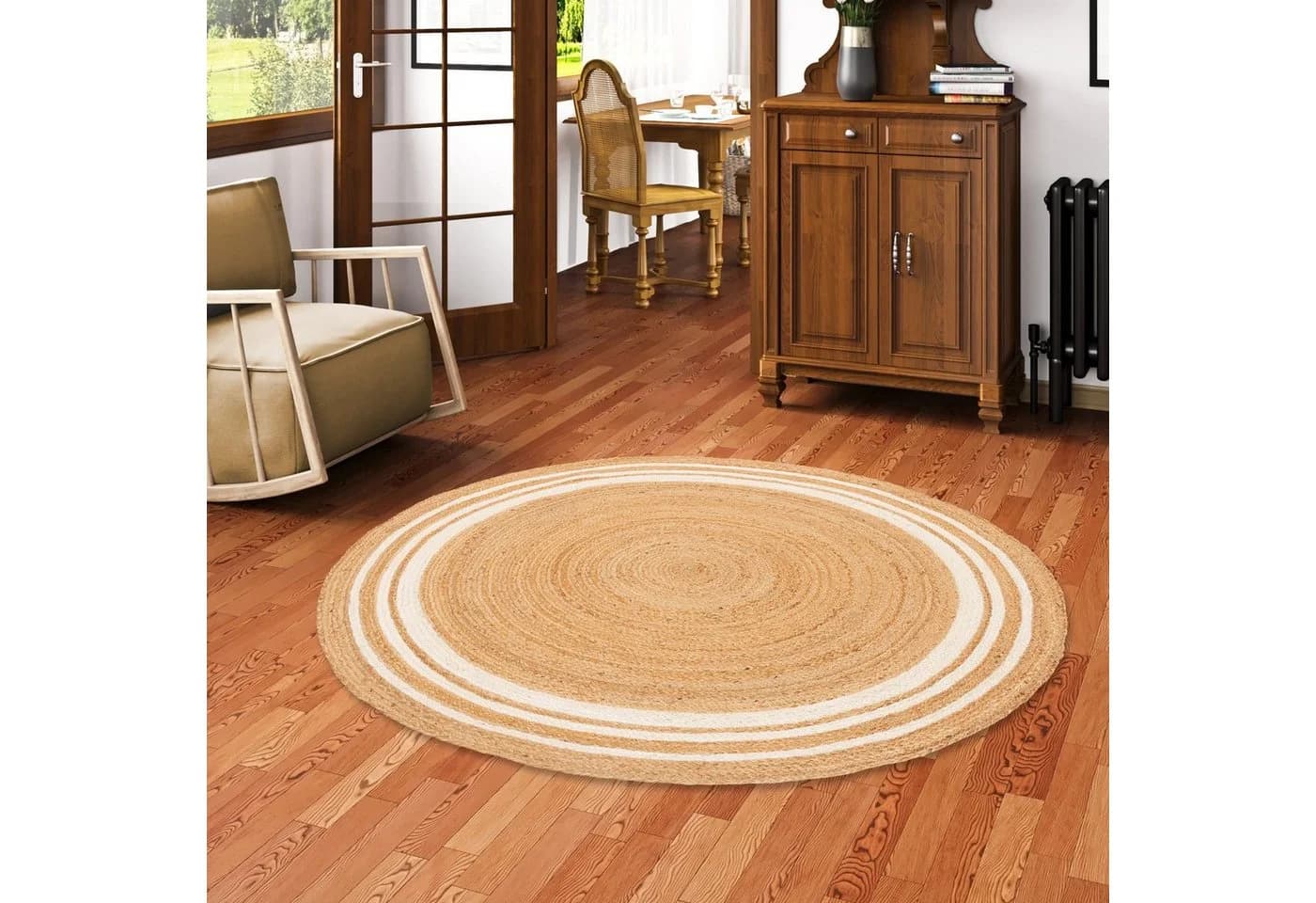 Pergamon Sisalteppich Naturfaser Jute Salsa Streifen Rund - Bild 2