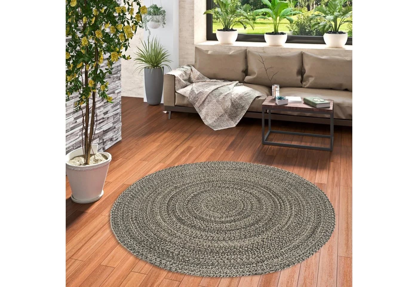 Pergamon Jute-Teppich Kaya Rund Grau Handgefertigt - Bild 2