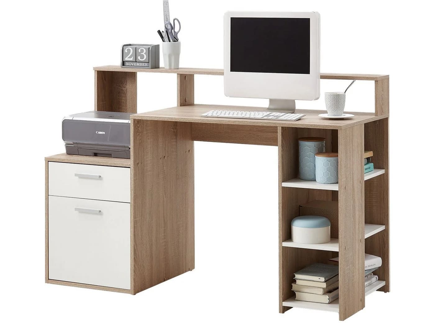 PREISBRECHER Schreibtisch Suzanne Eiche-Weiß Modern - Bild 2