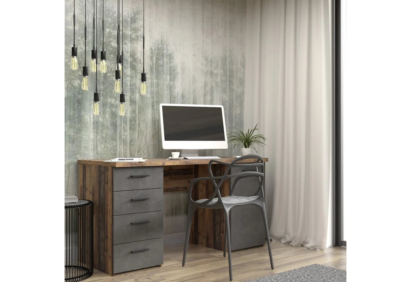 freiraum Schreibtisch Balu mit Stauraum Grau Vintage