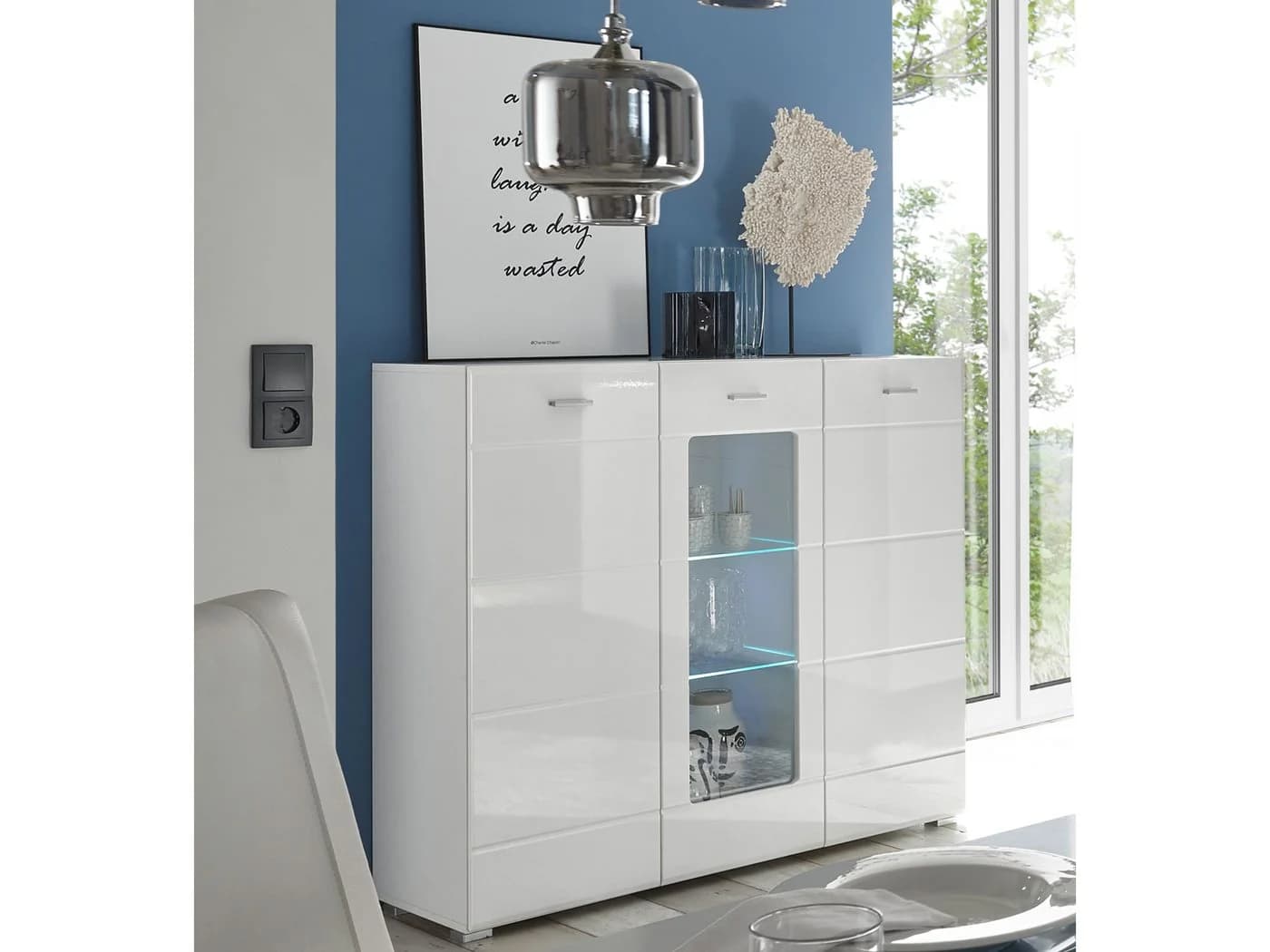 PREISBRECHER Highboard Ella Weiß Hochglanz - Bild 2