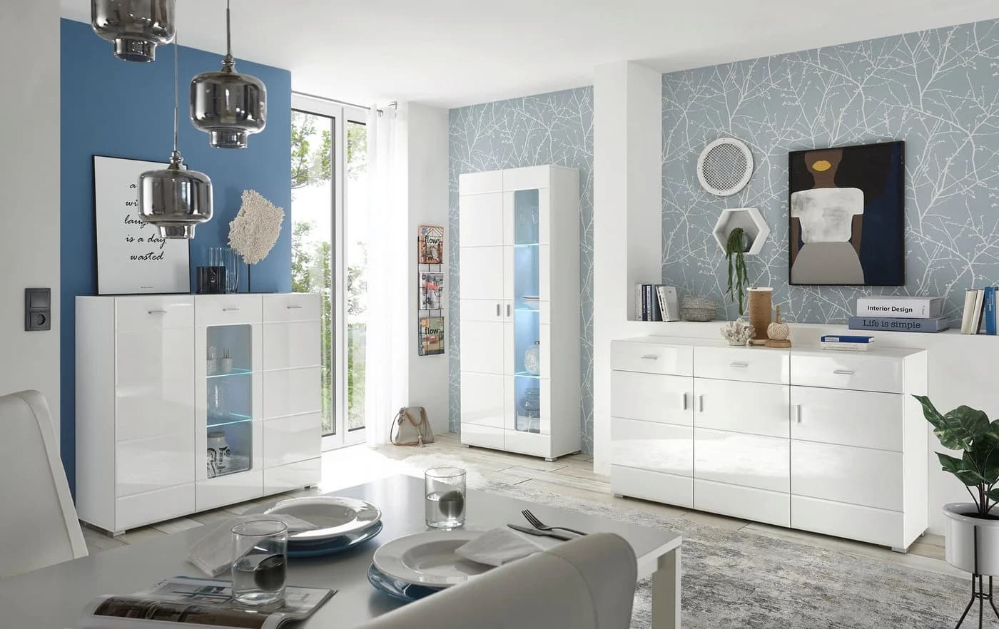 PREISBRECHER Highboard Ella Weiß Hochglanz - Bild 5