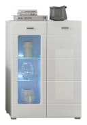 PREISBRECHER Highboard Ella Weiß Hochglanz mit Glasbodenbeleuchtung Bild 1