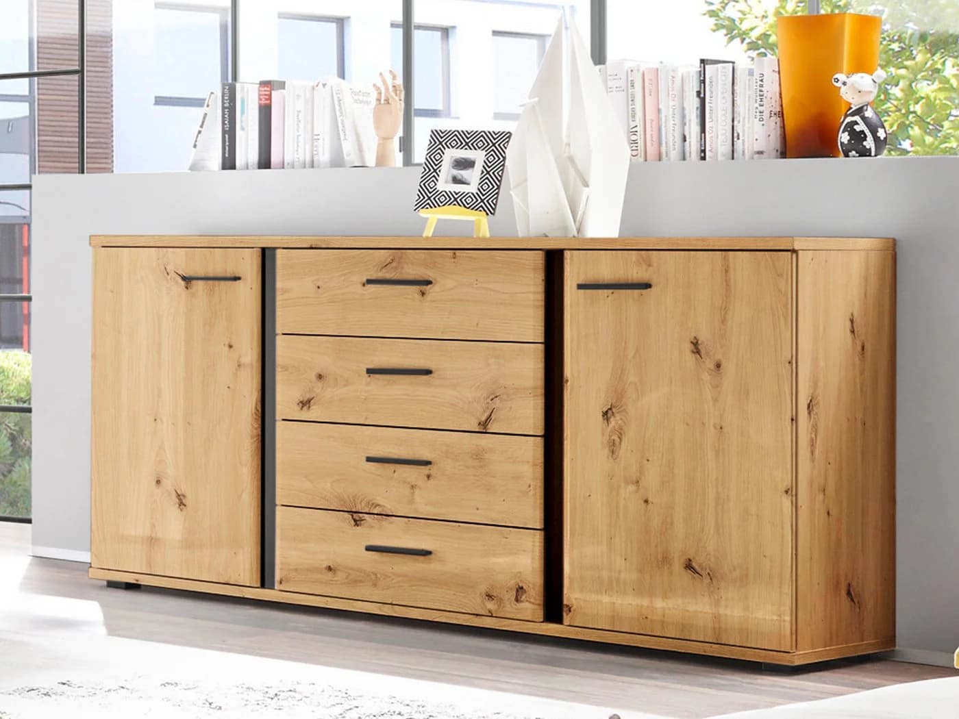 PREISBRECHER Sideboard Kendall Braun/Schwarz Modern Rustikal - Bild 2