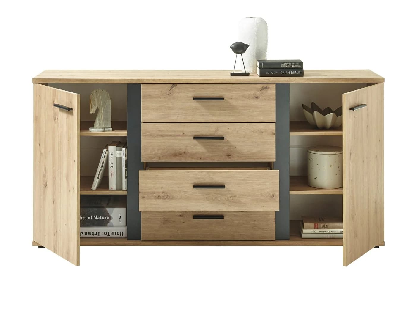 PREISBRECHER Sideboard Kendall Braun/Schwarz Modern Rustikal - Bild 4
