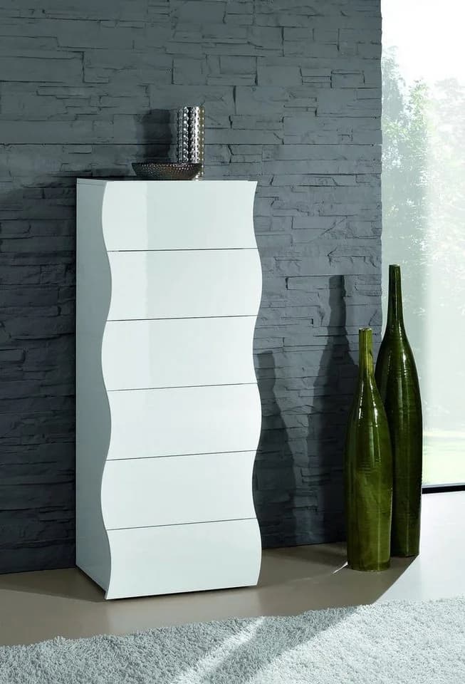 möbelando Kommode Onda Weiß Hochglanz 6 Schubkästen - Bild 2