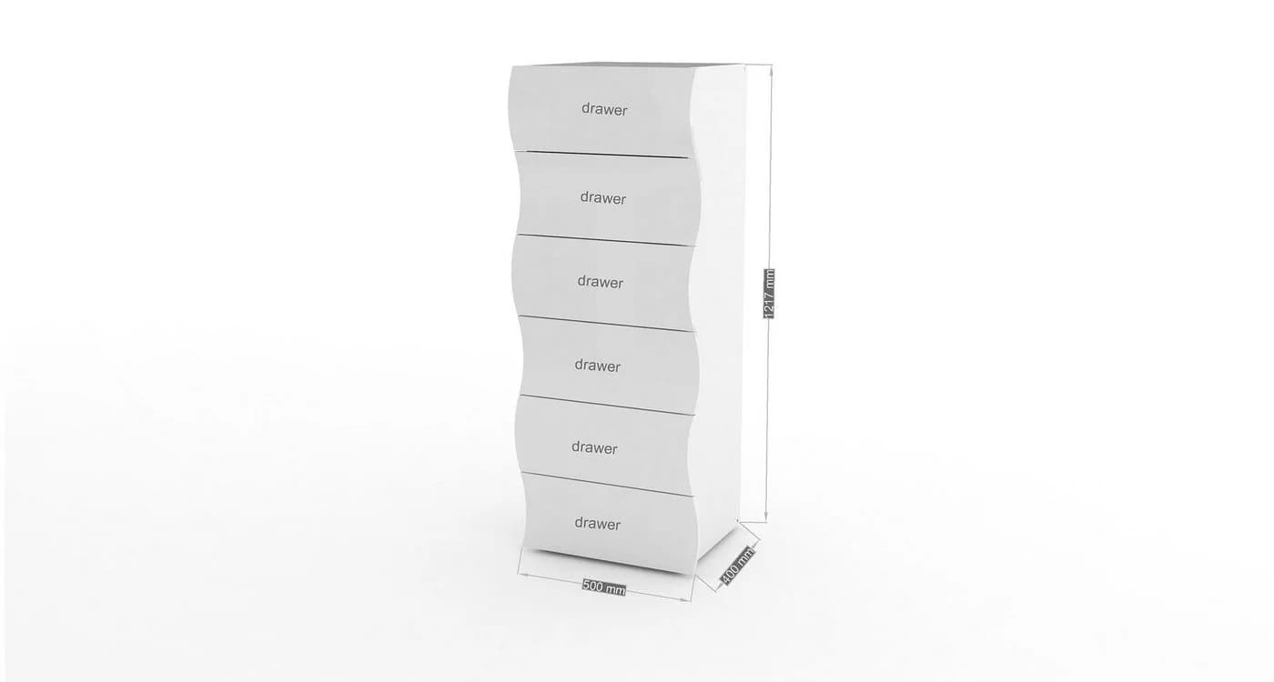 möbelando Kommode Onda Weiß Hochglanz 6 Schubkästen - Bild 4