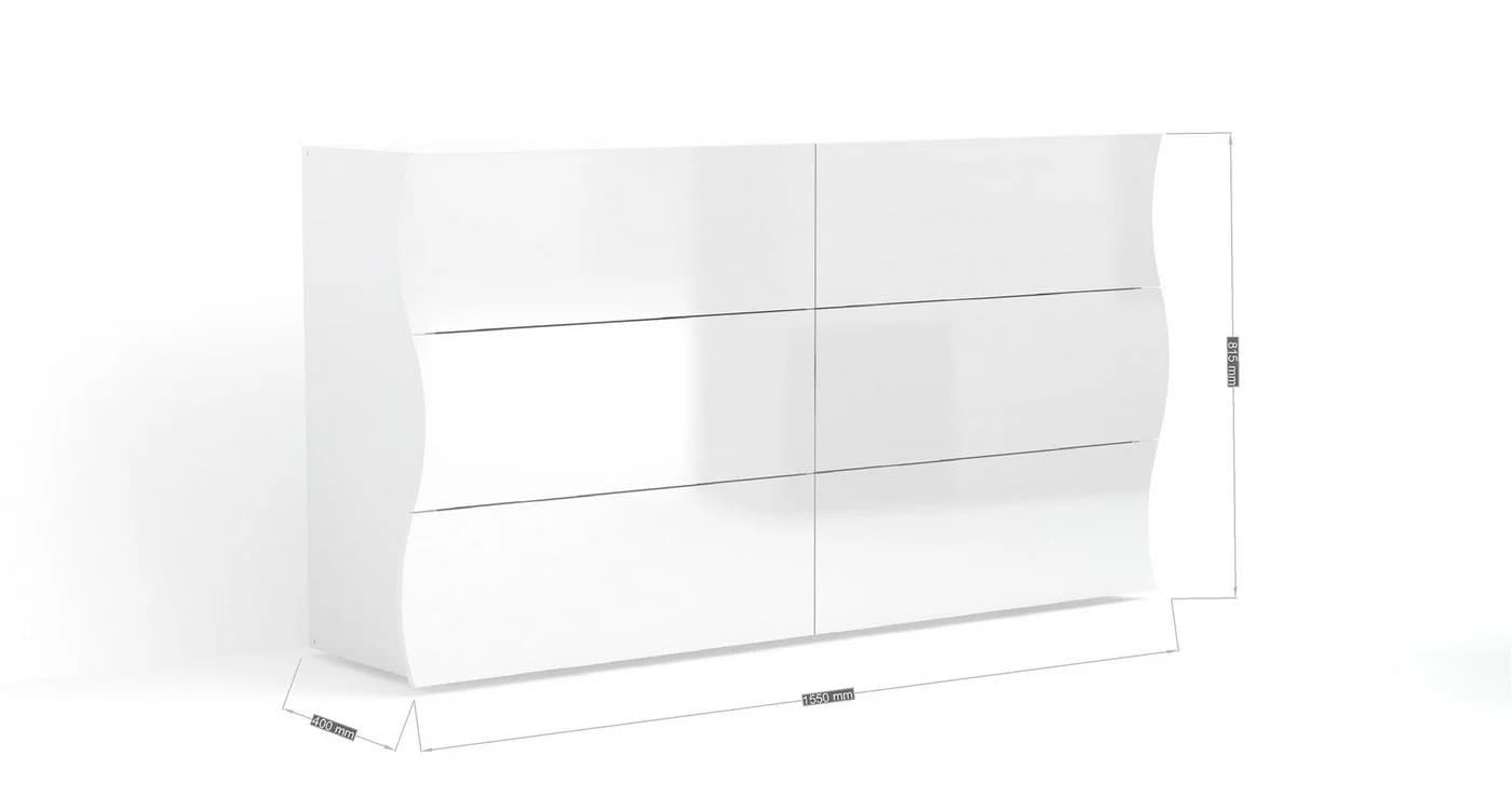 möbelando Kommode Onda Weiß Hochglanz 6 Schubkästen - Bild 4