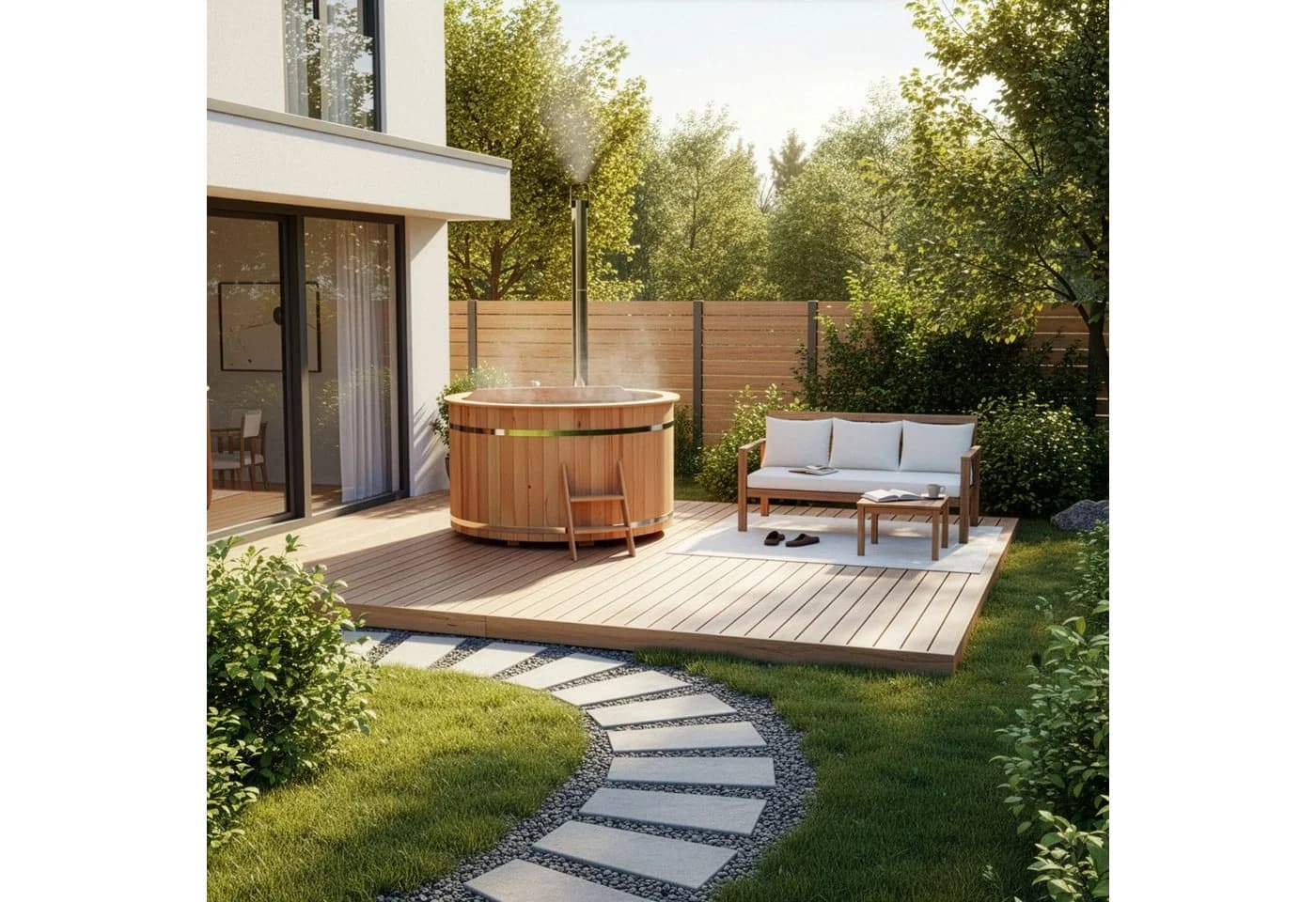 FinnTherm Badefass Bergen Holzofen Ø180cm für 6 Personen - Bild 3