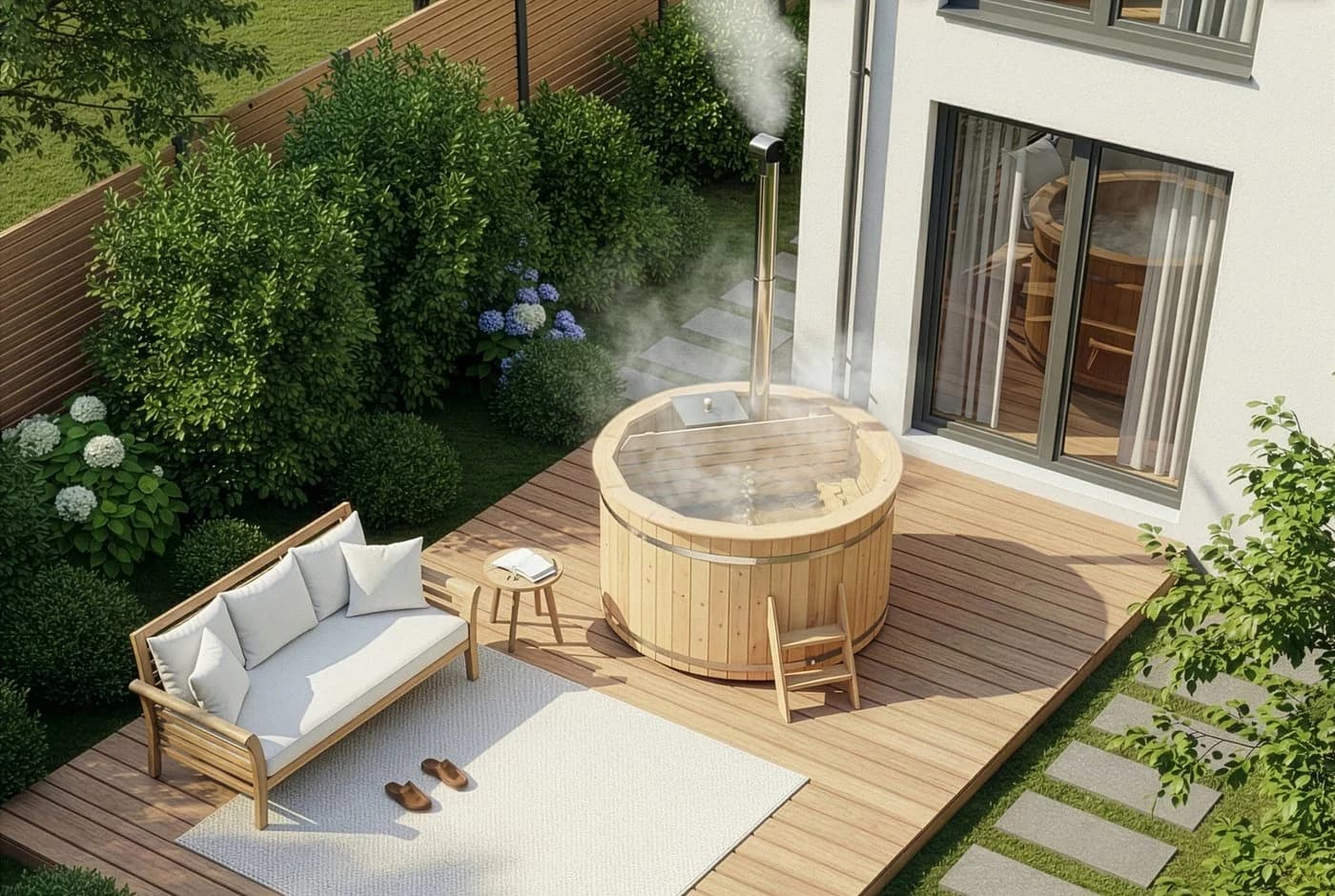 FinnTherm Badefass Bergen Holzofen Ø180cm für 6 Personen - Bild 4