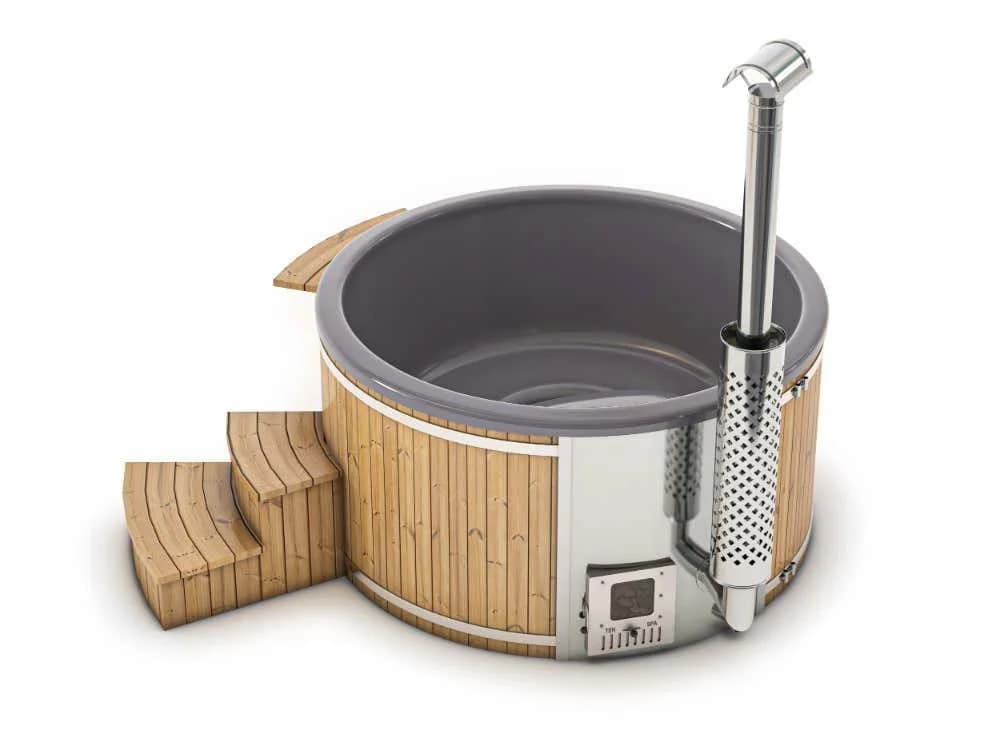 FinnTherm Whirlpool Badefass Holz Stockholm Anthrazitgrau