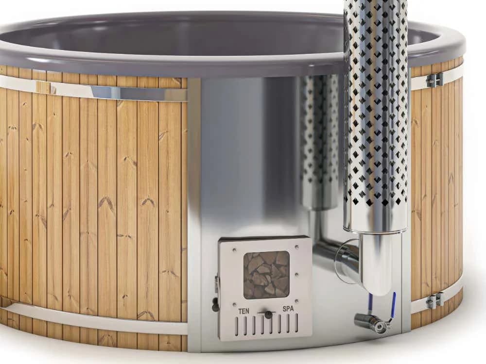 FinnTherm Whirlpool Badefass Holz Stockholm Anthrazitgrau - Bild 3