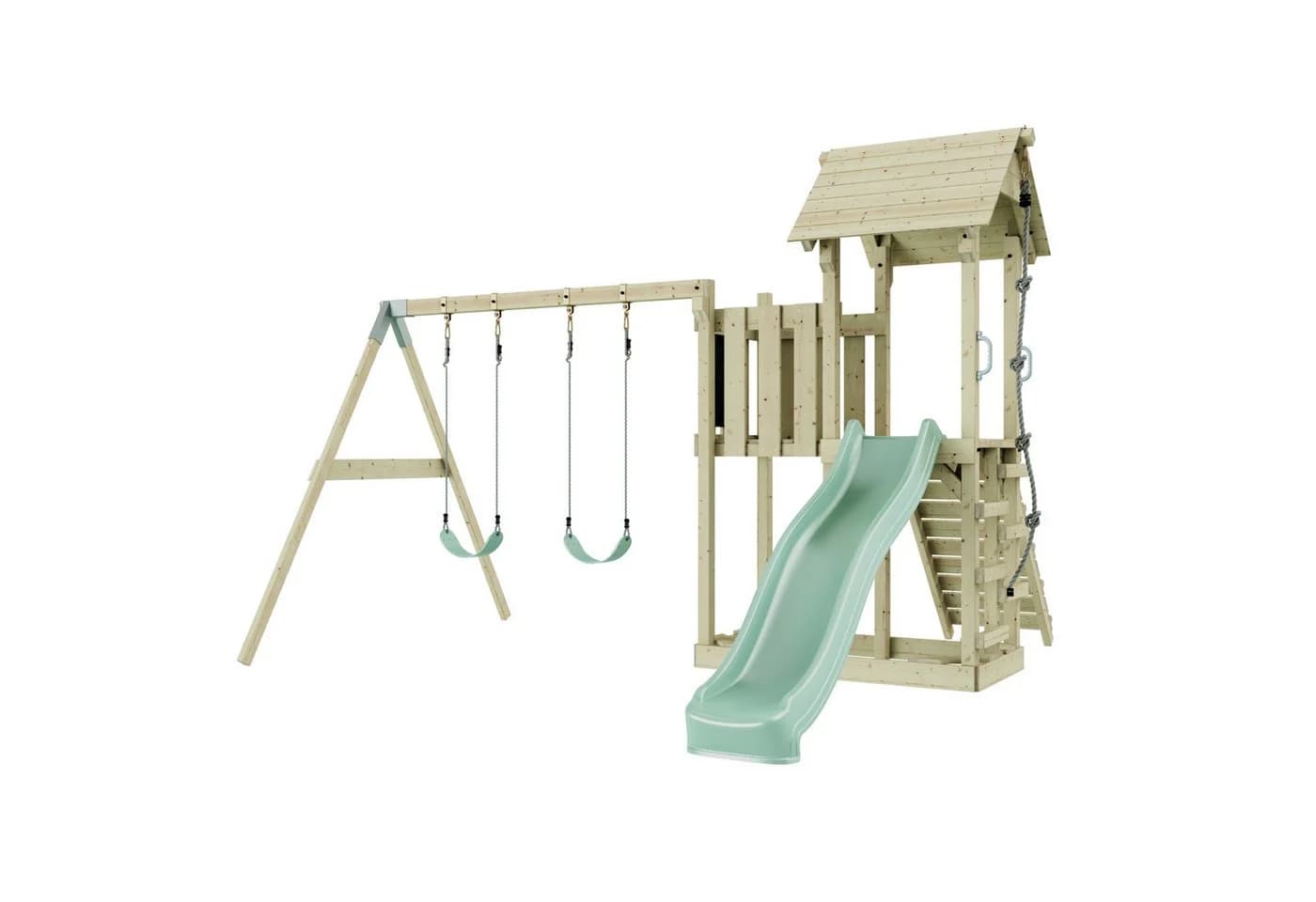 OutdoorToys Spielturm Uppsala Holz Grün mit Schaukel & Rutsche - Bild 2