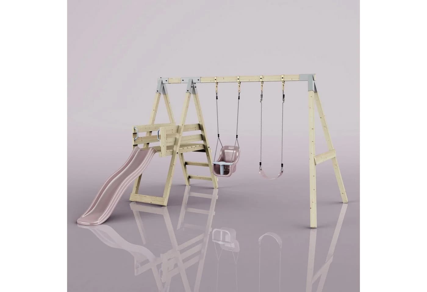OutdoorToys Schaukelkombination Pfau Altrosa mit Rutsche & Babyschaukel