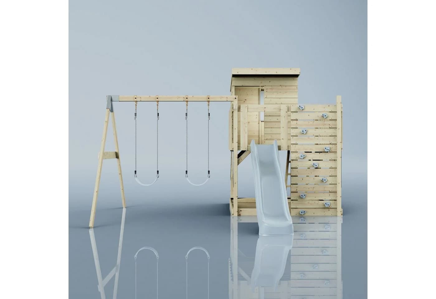 OutdoorToys Spielturm Björn Holz Eisblau mit Schaukel & Rutsche - Bild 3