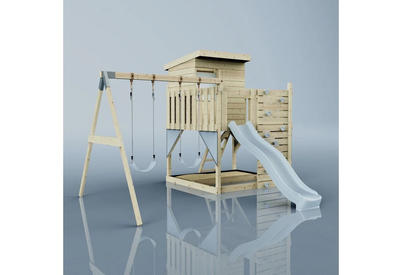 OutdoorToys Spielturm Björn Holz Eisblau mit Schaukel & Rutsche - Bild 5