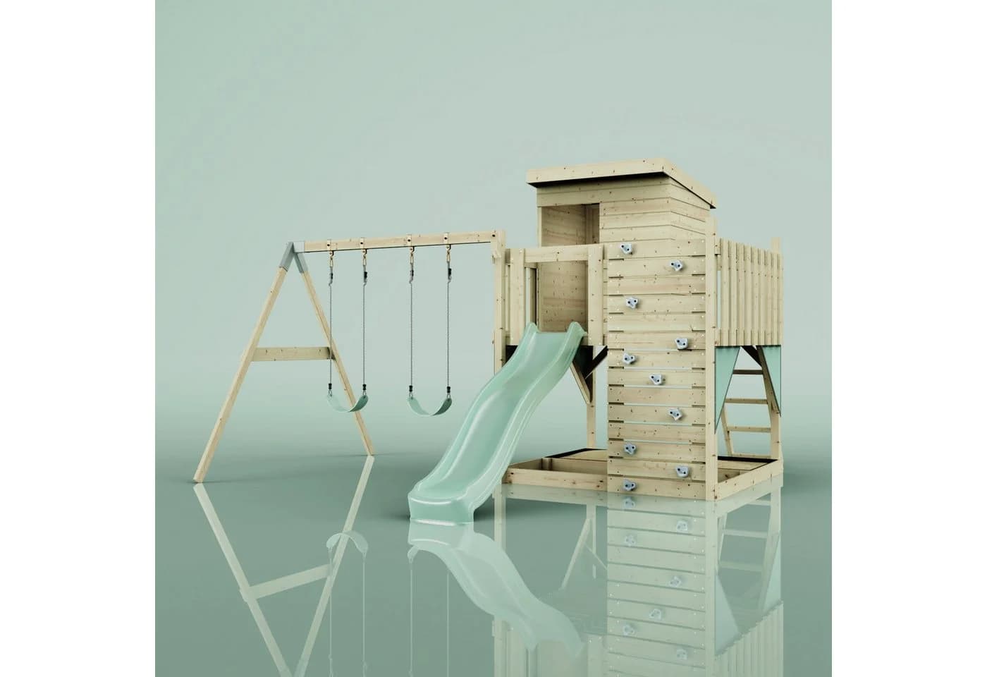 OutdoorToys Spielturm Björn Mintgrün mit Kinderschaukel & Rutsche