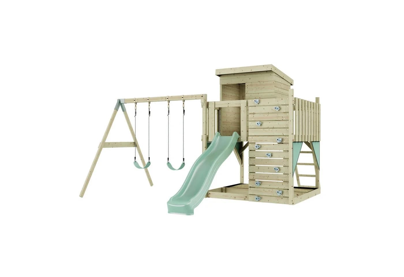 OutdoorToys Spielturm Björn Mintgrün mit Kinderschaukel & Rutsche - Bild 2
