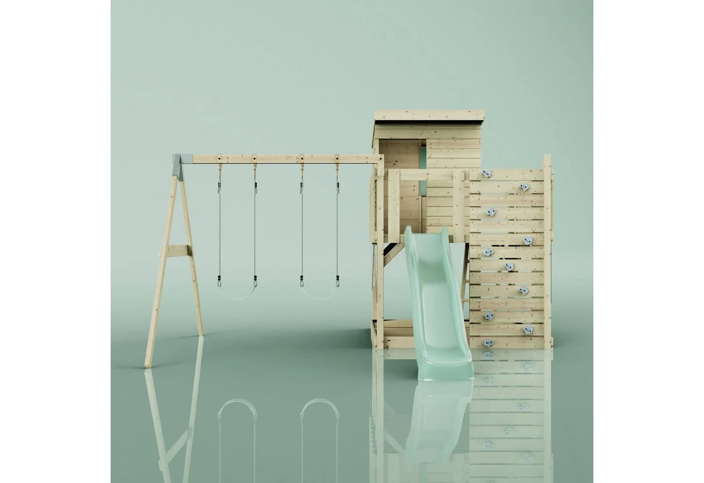 OutdoorToys Spielturm Björn Mintgrün mit Kinderschaukel & Rutsche - Bild 3