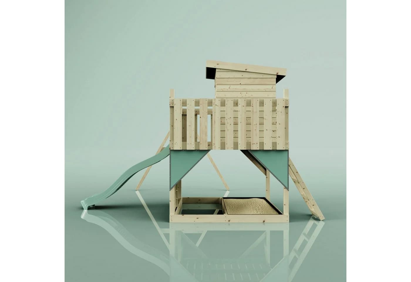 OutdoorToys Spielturm Björn Mintgrün mit Kinderschaukel & Rutsche - Bild 4