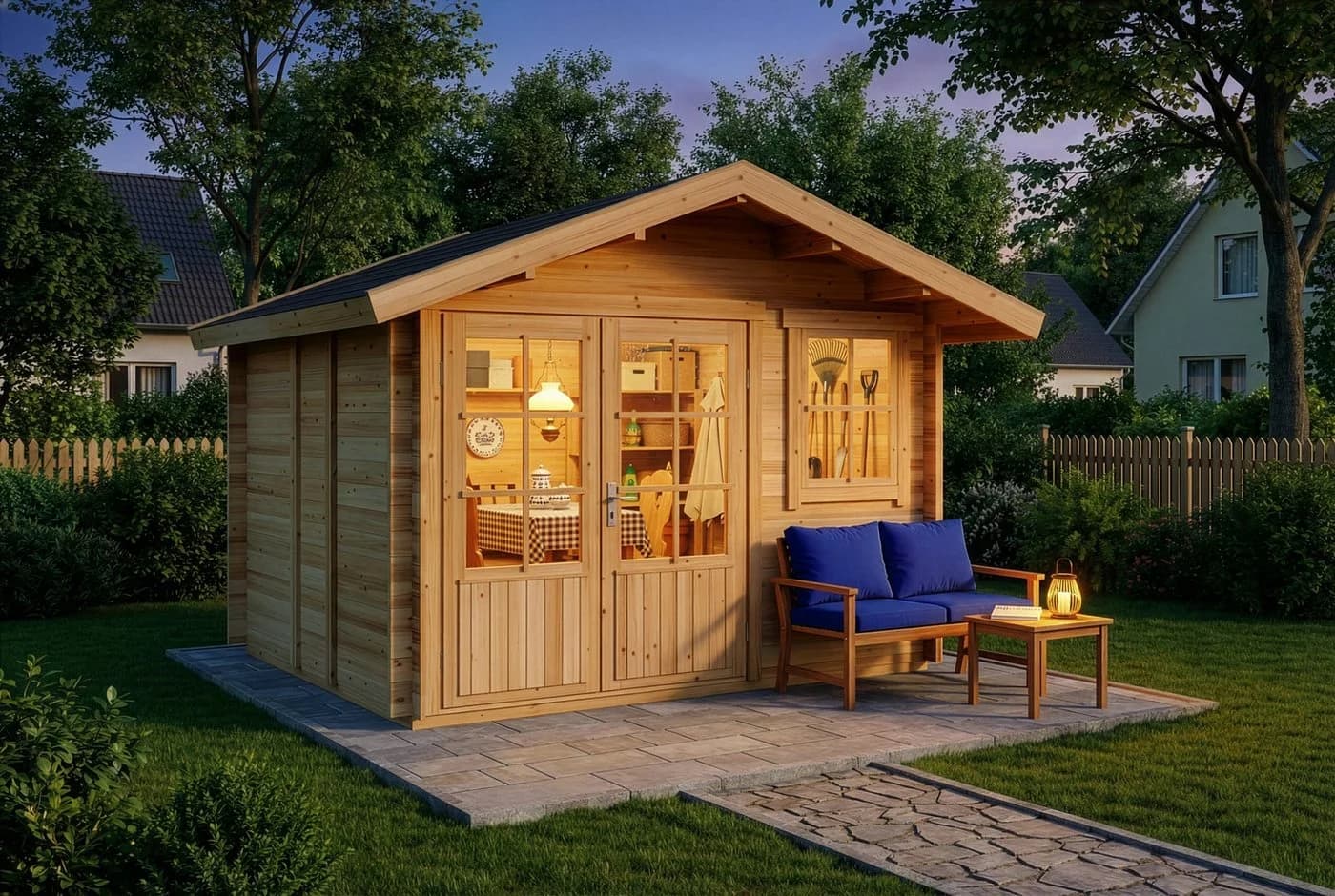 Alpholz Gartenhaus Palermo Holz Naturbelassen 28mm Wandstärke - Bild 3