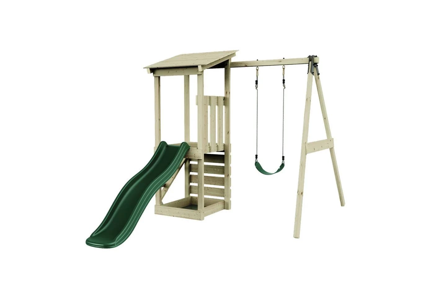 OutdoorToys Spielturm Lyon aus Holz mit Kinderschaukel & Rutsche, Kletterwand - Bild 2